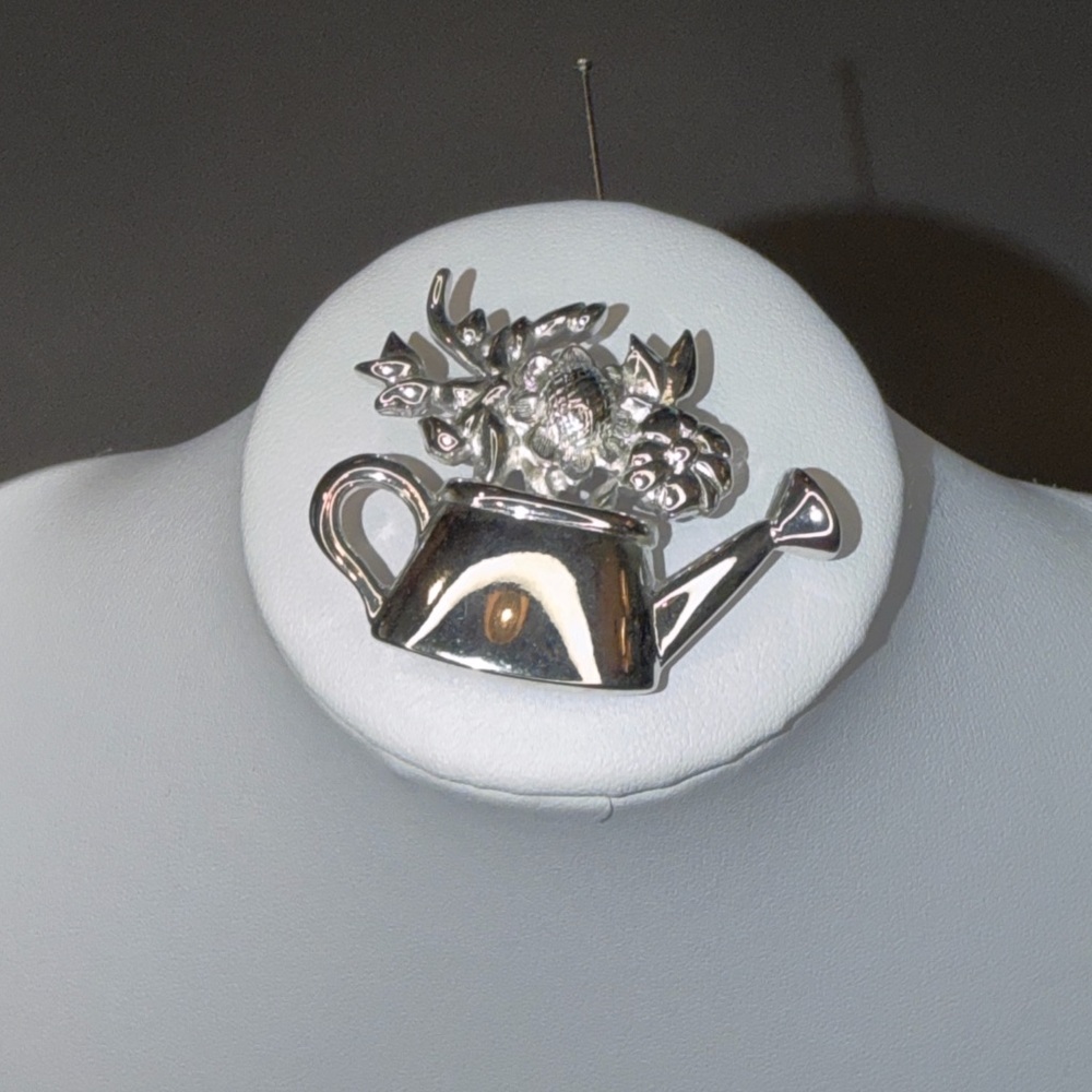 Silver Watering Can Brooch